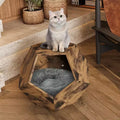 Okak Cats House Side Table for Coffee Cupboard Pet Crate Nightstand 26 Shaped MDF Multi-Purpose End Table Pet Bed Furniture