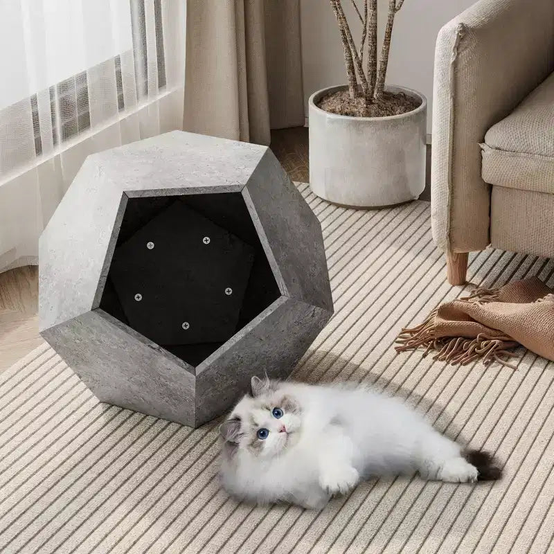 Table d'appoint en forme de maison pour chat pour tasse à café, caisse pour animaux de compagnie, table de chevet, en MDF, table d'appoint polyvalente, mobilier pour lit pour animaux de compagnie