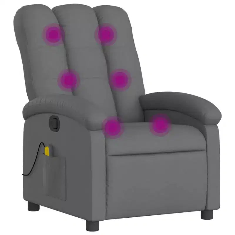 vidaXL Massage Recliner Chair, Adjustable Backrest & Footrest - Dark Gray