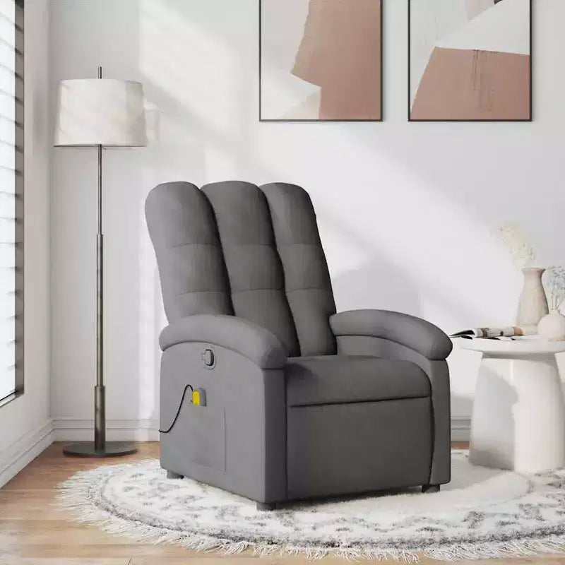 Massage Recliner Chair, Adjustable Backrest & Footrest - Dark Gray