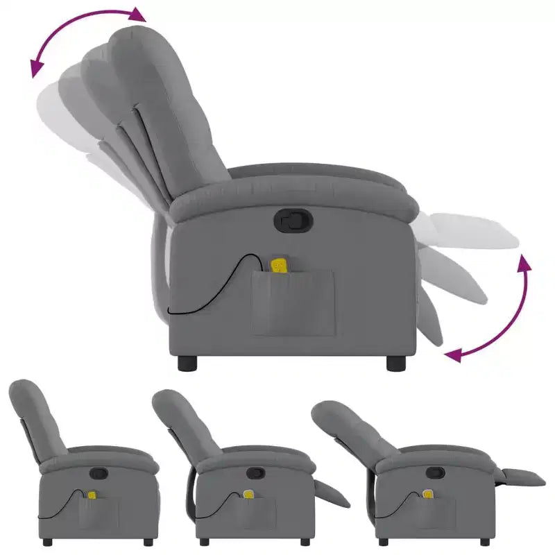 Massage Recliner Chair, Adjustable Backrest & Footrest - Dark Gray