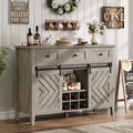 53.5'' Buffet Cabinet with Storage, 36'' Tall Wood Rustic Sideboard with 3 Drawer, Reversible Wine Rack and Adjustable Shelf