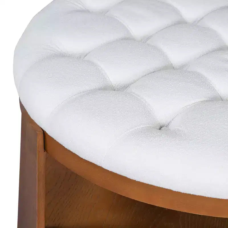 Round 2-Tier Lift-Top CoffeeTable with Storage & 3 Ottoman, Mid Century Center Tables for Living Room Small Space