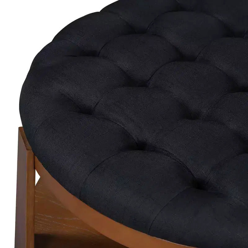 Round 2-Tier Lift-Top CoffeeTable with Storage & 3 Ottoman, Mid Century Center Tables for Living Room Small Space