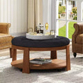 Round 2-Tier Lift-Top CoffeeTable with Storage & 3 Ottoman, Mid Century Center Tables for Living Room Small Space