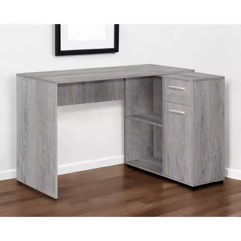 46 Gray Wood L Shape Computer Desk