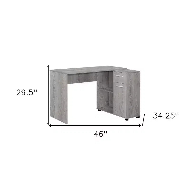 46 Gray Wood L Shape Computer Desk