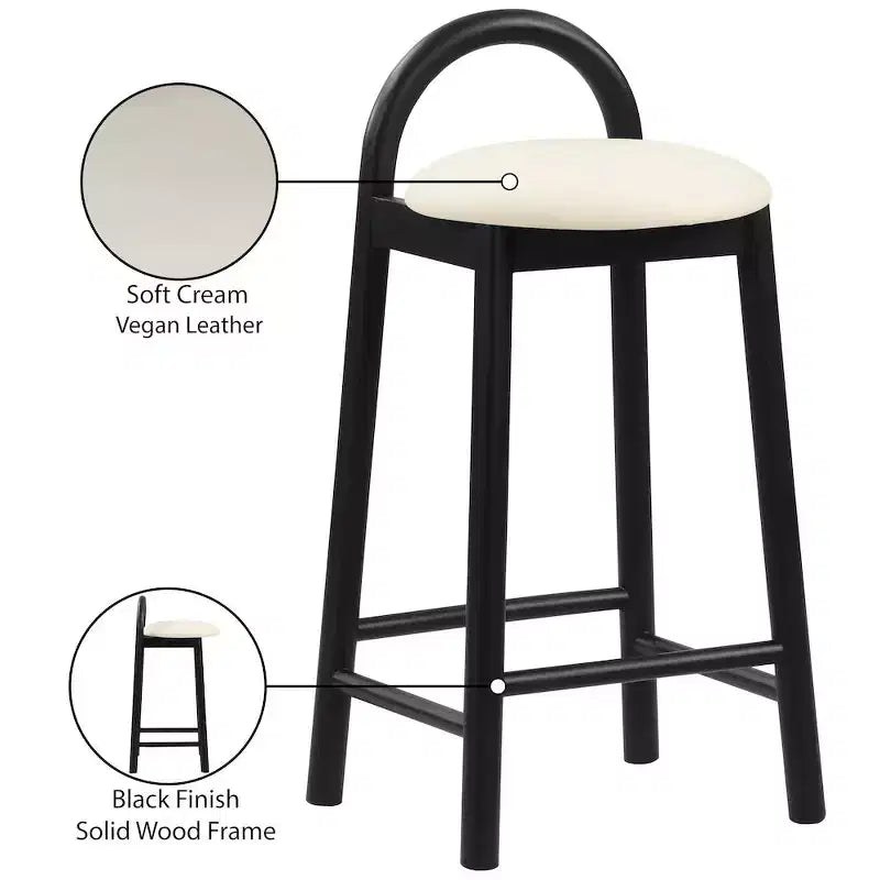 Calvin Cream Vegan Leather Stool