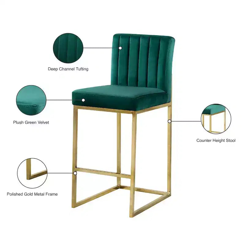 Giselle Green Velvet Stool