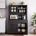 Kitchen Pantry Cabinet with Microwave Stand - Freestanding Hutch with Adjustable Shelves, Buffet Cupboard for Dining Room