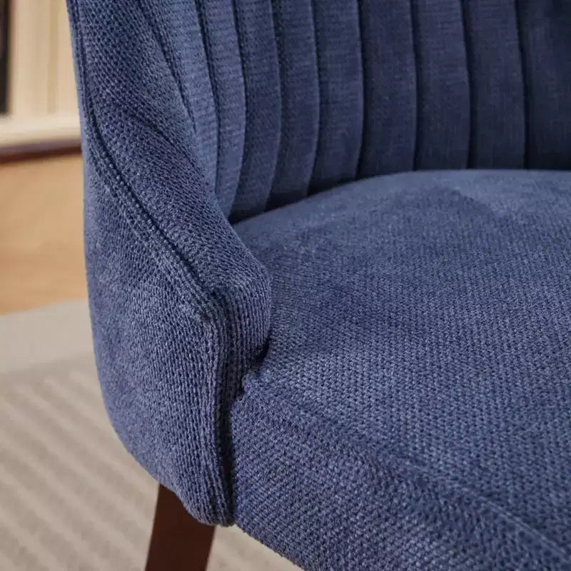 Flocking Linen Dining Chairs Set of 2, Modern Kitchen Chairs with Comfy Fabric Upholstered, Accent Chairs with Curved Solid Wood Legs