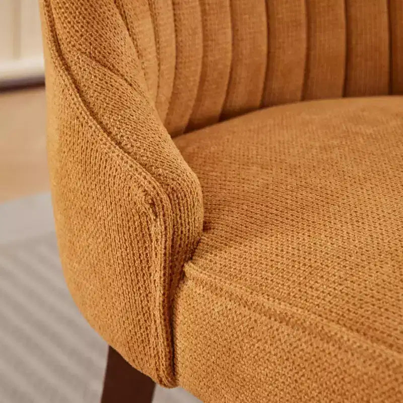 Flocking Linen Dining Chairs Set of 2, Modern Kitchen Chairs with Comfy Fabric Upholstered, Accent Chairs with Curved Solid Wood Legs