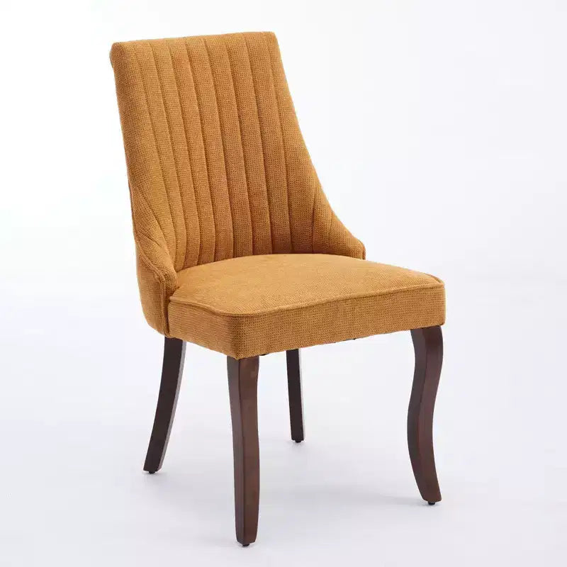 Flocking Linen Dining Chairs Set of 2, Modern Kitchen Chairs with Comfy Fabric Upholstered, Accent Chairs with Curved Solid Wood Legs
