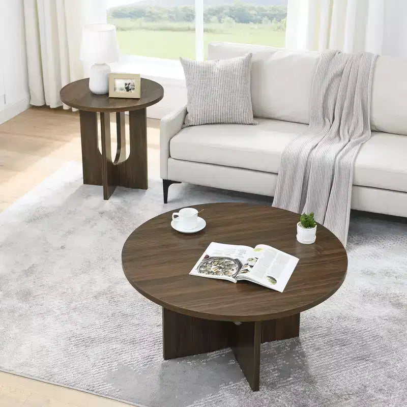 19H Modern Minimalist Solid Wood Coffee Table, Nordic Style Center Table Side Table Special Shape for Living Room, Kitchen & Office