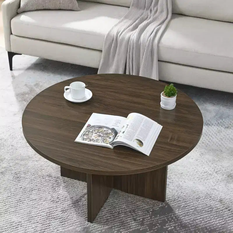 19H Modern Minimalist Solid Wood Coffee Table, Nordic Style Center Table Side Table Special Shape for Living Room, Kitchen & Office