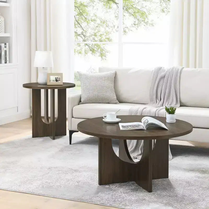 19H Modern Minimalist Solid Wood Coffee Table, Nordic Style Center Table Side Table Special Shape for Living Room, Kitchen & Office