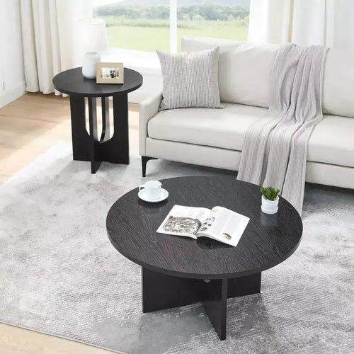 19H Modern Minimalist Solid Wood Coffee Table, Nordic Style Center Table Side Table Special Shape for Living Room, Kitchen & Office