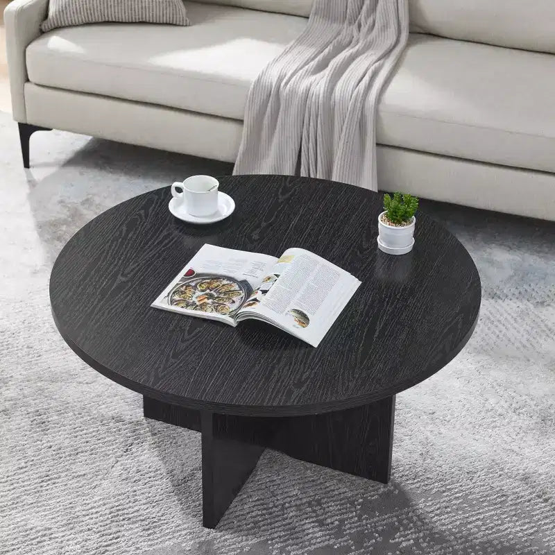 19H Modern Minimalist Solid Wood Coffee Table, Nordic Style Center Table Side Table Special Shape for Living Room, Kitchen & Office