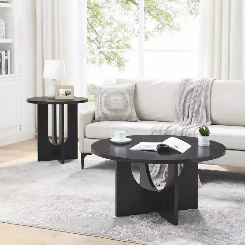 19H Modern Minimalist Solid Wood Coffee Table, Nordic Style Center Table Side Table Special Shape for Living Room, Kitchen & Office