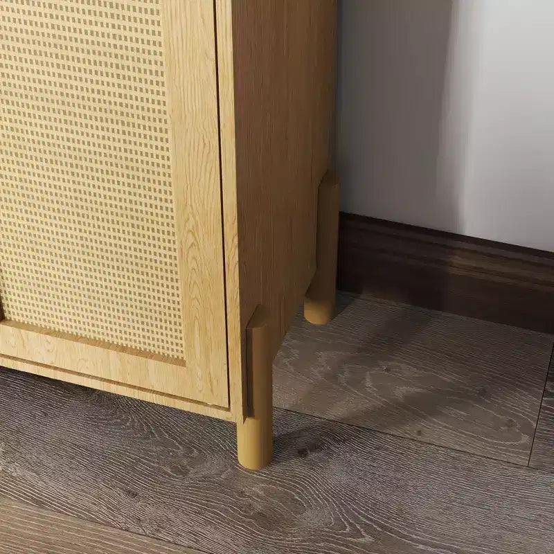 Malphite Mid-Century Modern 23.6'' Storage Cabinet with Woven Rattan Doors and Adjustable Shelves