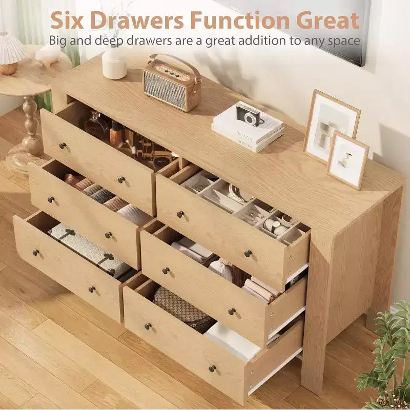 6-Drawer Dresser - Modern Chest with Deep Storage