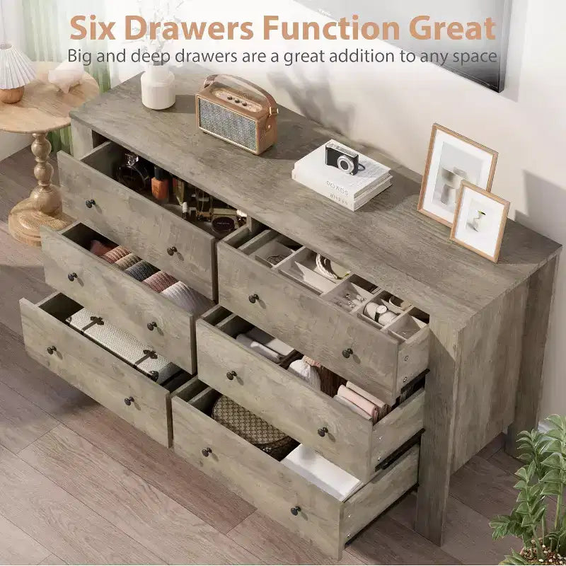 6-Drawer Dresser - Modern Chest with Deep Storage