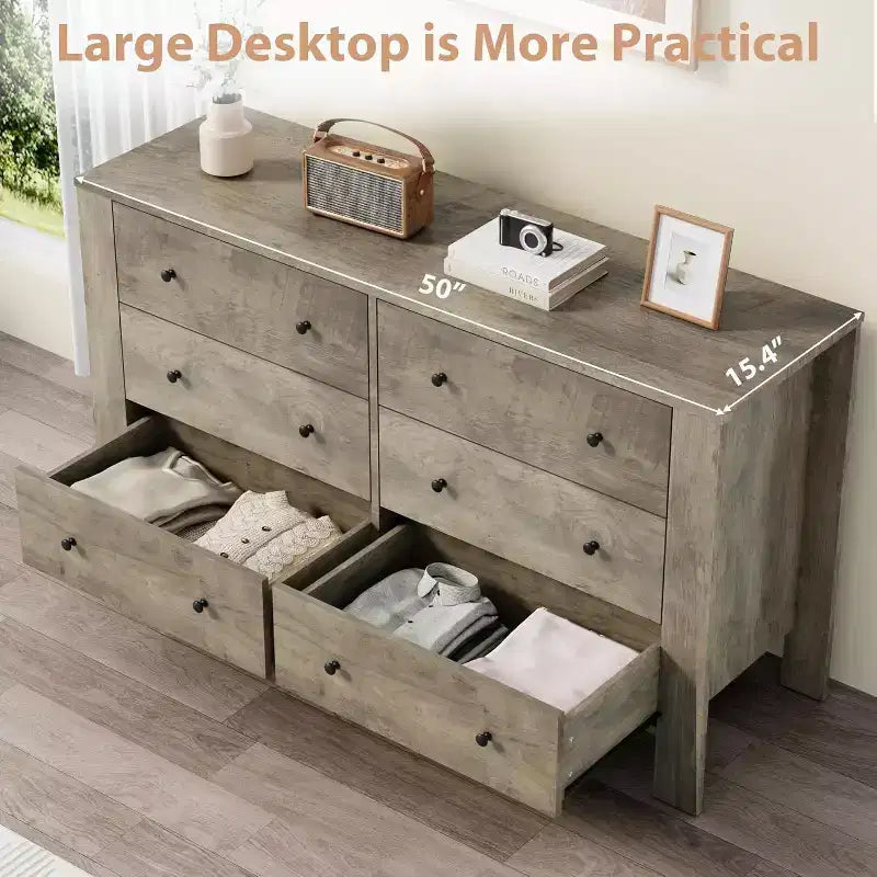 6-Drawer Dresser - Modern Chest with Deep Storage