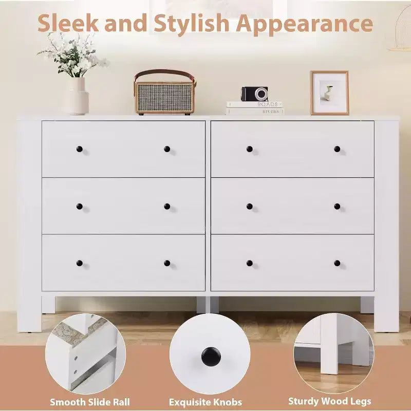 6-Drawer Dresser - Modern Chest with Deep Storage
