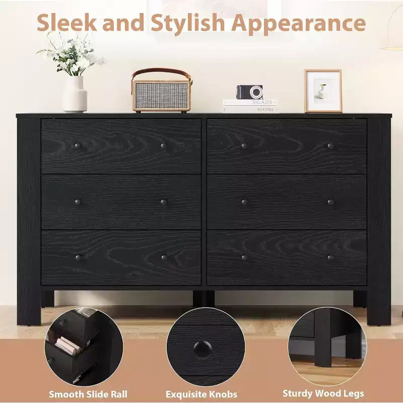 6-Drawer Dresser - Modern Chest with Deep Storage