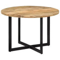 vidaXL Mango Wood Dining Table with Powder-Coated Iron Frame - Retro Style Versatile Dinner Table, 43.3 Diameter