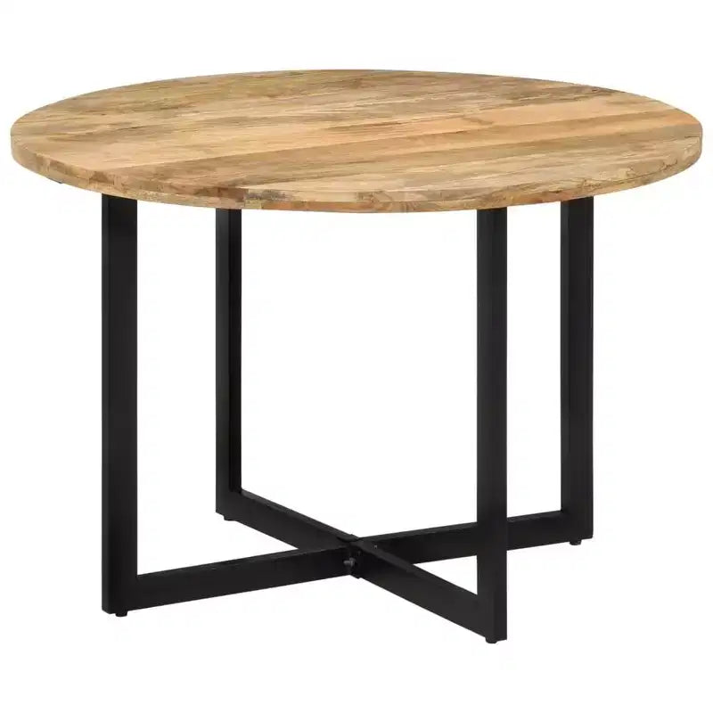 vidaXL Mango Wood Dining Table with Powder-Coated Iron Frame - Retro Style Versatile Dinner Table, 43.3 Diameter