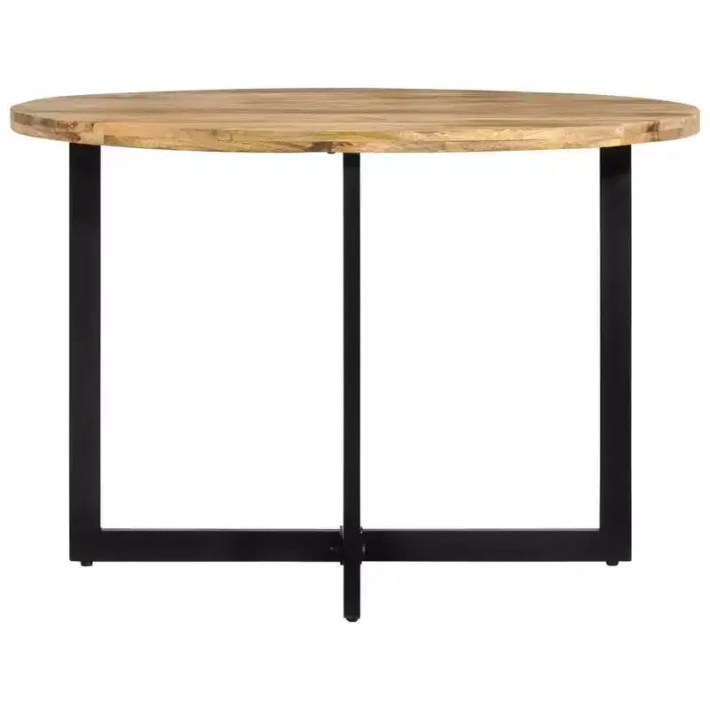 Mango Wood Dining Table with Powder-Coated Iron Frame - Retro Style Versatile Dinner Table, 43.3 Diameter