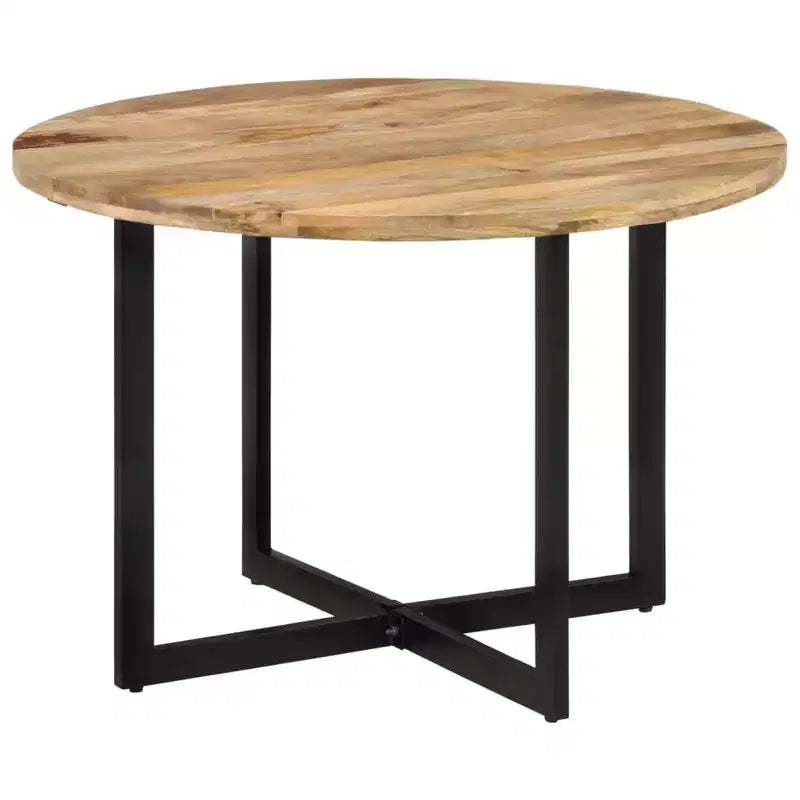 Mango Wood Dining Table with Powder-Coated Iron Frame - Retro Style Versatile Dinner Table, 43.3 Diameter