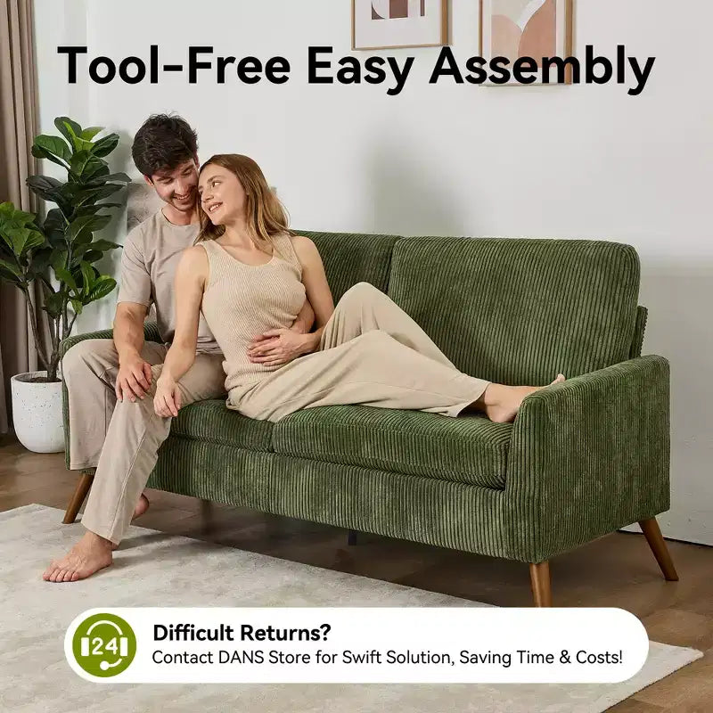 68 Loveseat Sofa, Comfy Couches for Living Room, Mid Century Modern Love Seat Sofa, Tool-Free Setup Small Couches for Bedroom Office