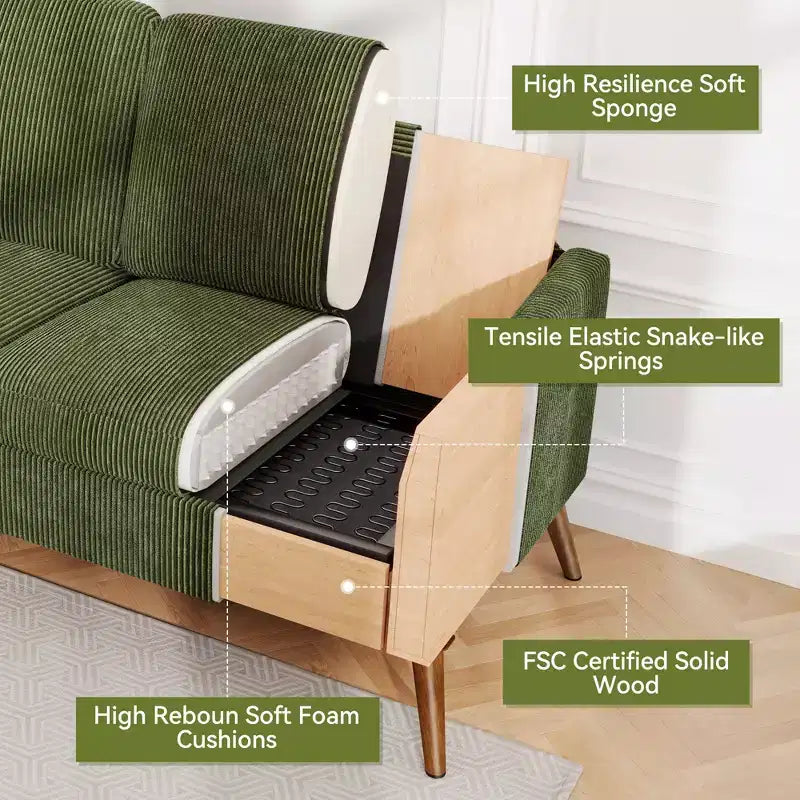 68 Loveseat Sofa, Comfy Couches for Living Room, Mid Century Modern Love Seat Sofa, Tool-Free Setup Small Couches for Bedroom Office