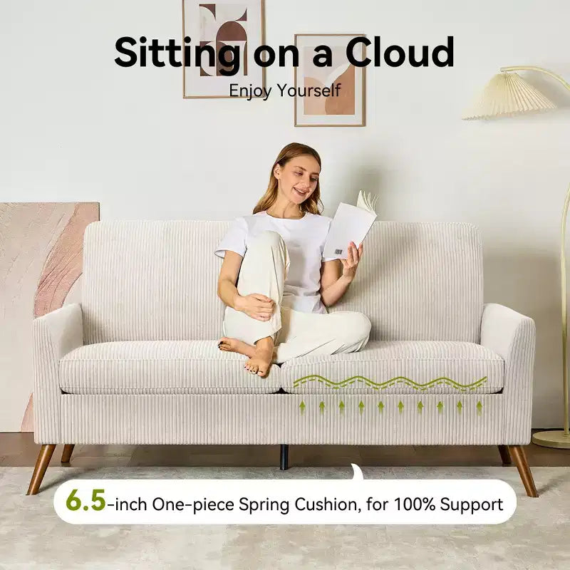 68 Loveseat Sofa, Comfy Couches for Living Room, Mid Century Modern Love Seat Sofa, Tool-Free Setup Small Couches for Bedroom Office
