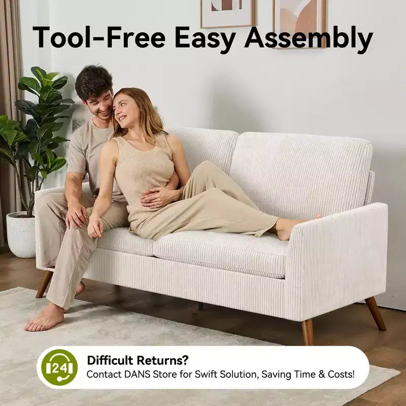 68 Loveseat Sofa, Comfy Couches for Living Room, Mid Century Modern Love Seat Sofa, Tool-Free Setup Small Couches for Bedroom Office