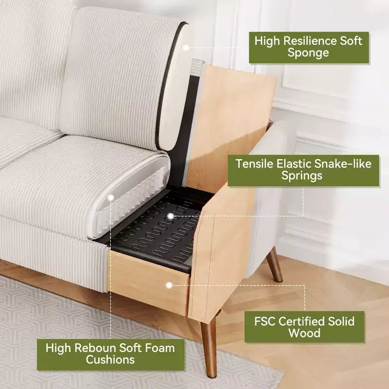 68 Loveseat Sofa, Comfy Couches for Living Room, Mid Century Modern Love Seat Sofa, Tool-Free Setup Small Couches for Bedroom Office