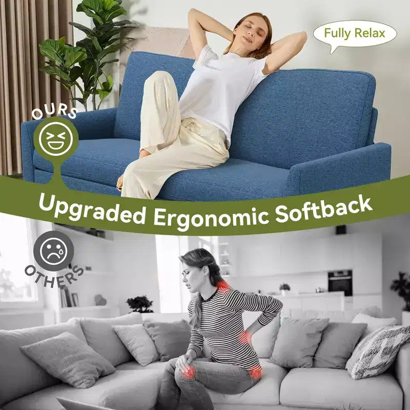 68 Loveseat Sofa, Comfy Couches for Living Room, Mid Century Modern Love Seat Sofa, Tool-Free Setup Small Couches for Bedroom Office