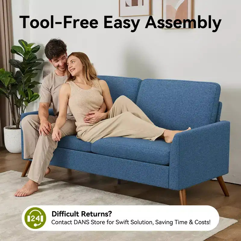 68 Loveseat Sofa, Comfy Couches for Living Room, Mid Century Modern Love Seat Sofa, Tool-Free Setup Small Couches for Bedroom Office
