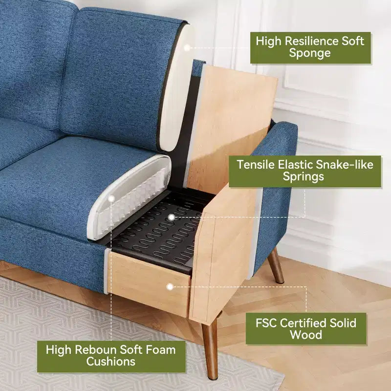 68 Loveseat Sofa, Comfy Couches for Living Room, Mid Century Modern Love Seat Sofa, Tool-Free Setup Small Couches for Bedroom Office