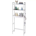 VEVOR Over the Toilet Storage, 3-Tier Adjustable Over Toilet Bathroom Organizer, Bamboo Storage Shelf Rack with 3 Hooks, Fit Most Toilets, White