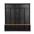 CLIHOME Wide Design Hall Tree with Storage Bench, Minimalist Shoe Cabinet with Cube Storage & Shelves