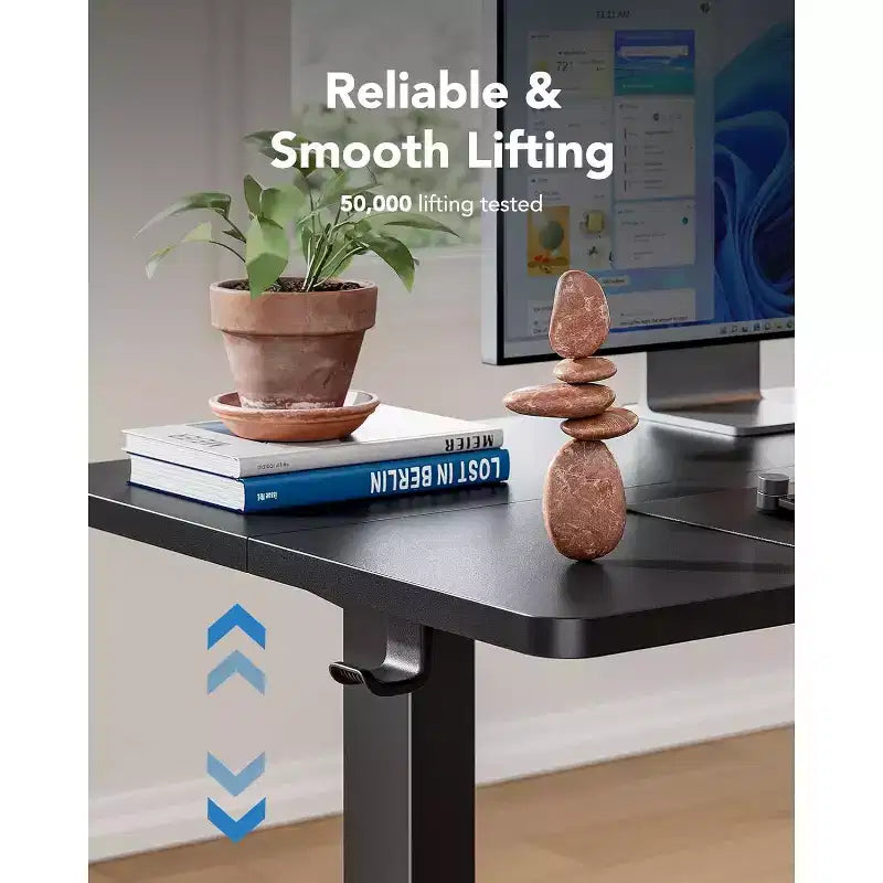 55X24 Electric Standing Desk, Adjustable Height, 4 Memory Settings, Headphone Hook for Home Office, Black