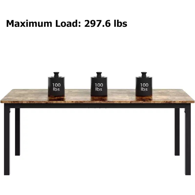 79 Dining Table 6-Person,Industrial Kitchen Table with Metal Legs, Round Corners for Dining Room