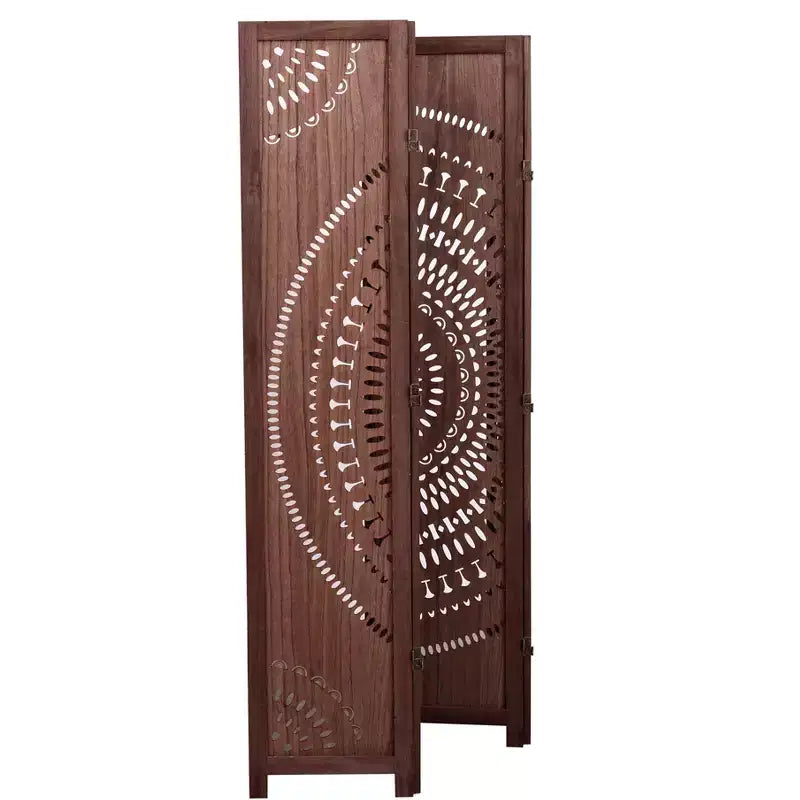 Paravent 4 Panneaux en Bois Massif Marron pour Bureau à Domicile