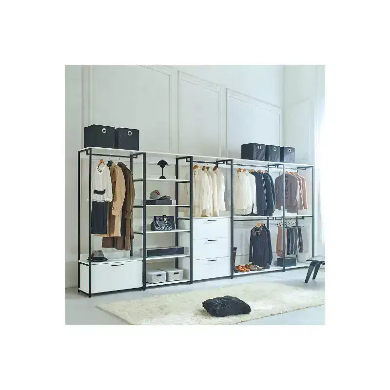 77.7 In.H x 31.5 in.W White Wood Composite Closet System for Universal Storage with Storage Bins