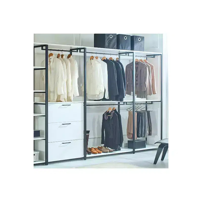 77.7 In.H x 31.5 in.W White Wood Composite Closet System for Universal Storage with Storage Bins