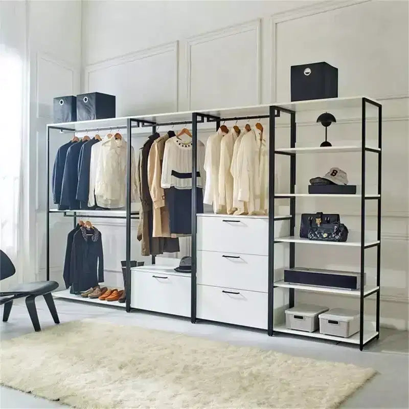77.7 In.H x 31.5 in.W White Wood Composite Closet System for Universal Storage with Storage Bins