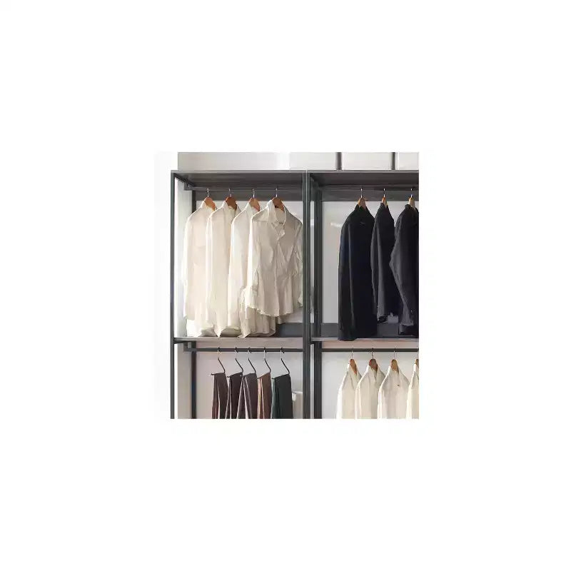 77.7 In.H x 143 in.W Black Wood Composite Closet System for Universal Storage with Storage Bins